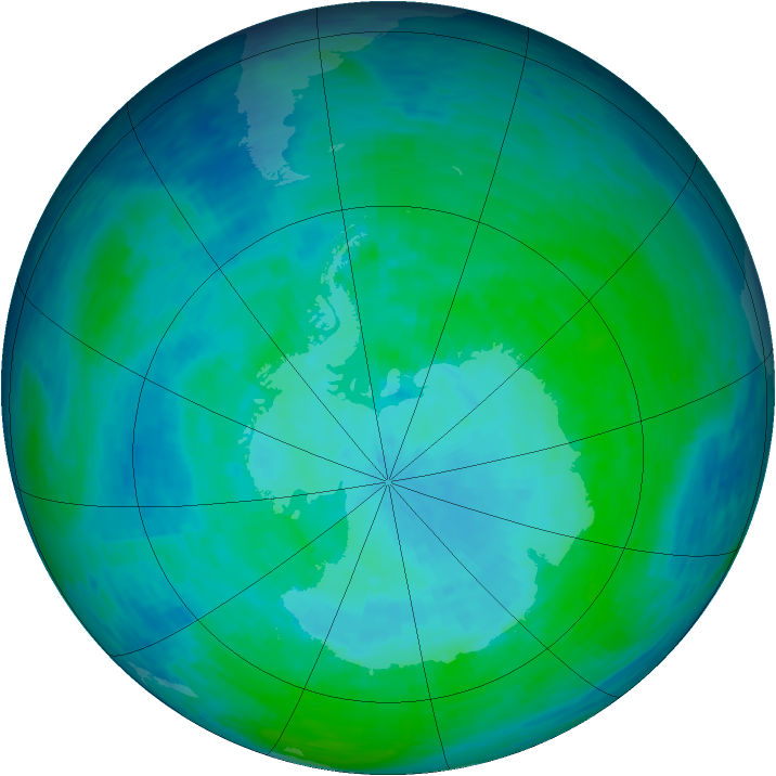 Antarctic ozone map for 08 January 1994